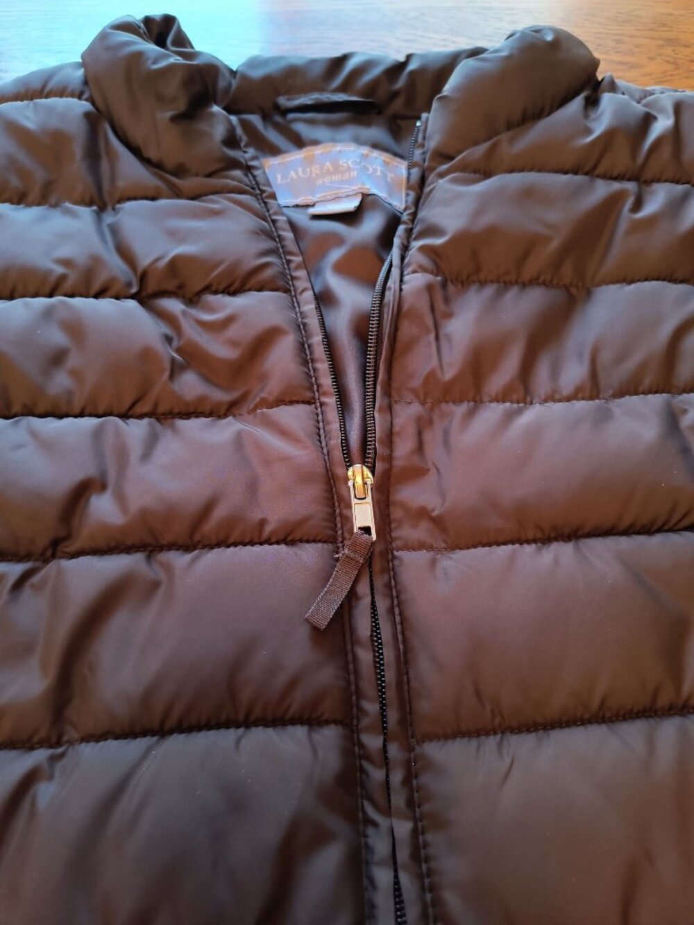Laura Scott Woman 1X Dark Brown Quilted Vest Zip-Up Lightweight - Picture 3 of 7